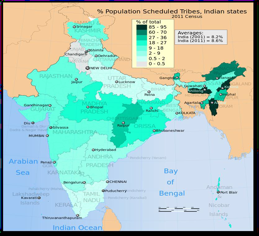 Distribution of Tribes in India – Tribal cultures of India