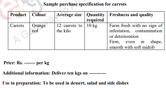 Purchasing Specification for Perishable Foods – Quantity food production