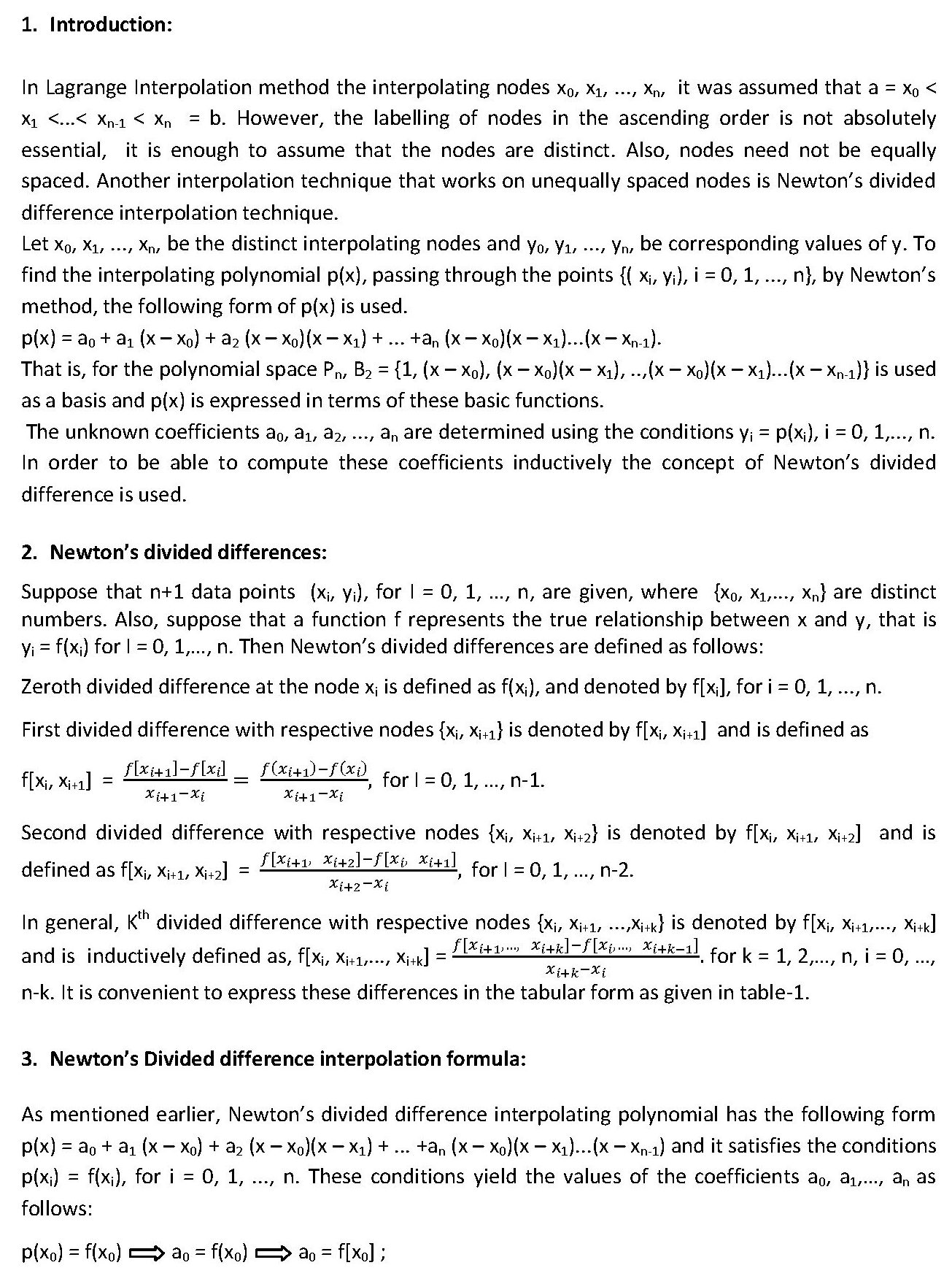 Newtons Divided Difference Interpolation 1 Numerical Methods