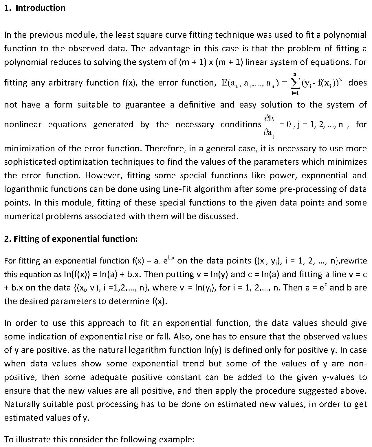 Non-Linear Curve Fitting – Numerical Methods