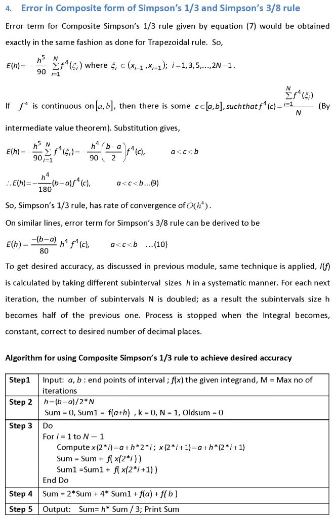 Error Analysis in Composite Simpsons 1/3 and 3/8 rule – Numerical Methods