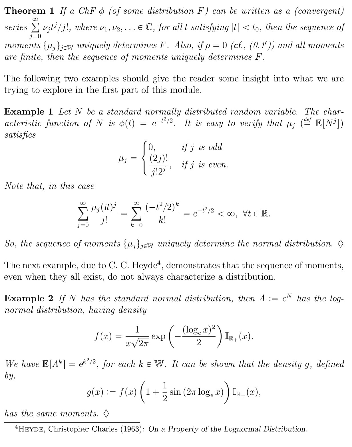 Characteristic Functions IV – Probability I