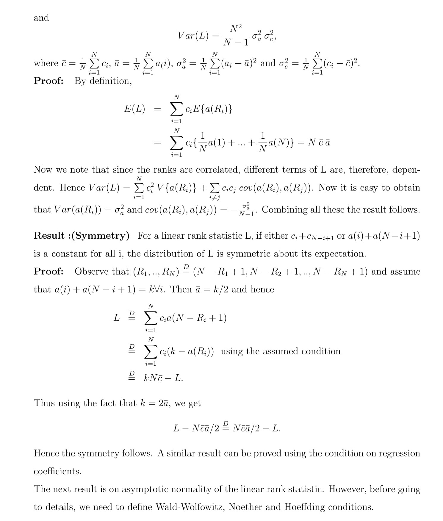 Linear Rank Statistics I – Statistical Inference II